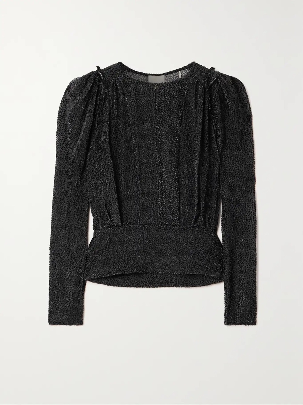 Isabel Marant Black Sheer Textured Long-Sleeve Top - Picture 3 of 3